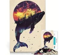 Puzzle de 1000 pièces Silhouette de Baleine Galaxie pour Adolescents Jeu de Concentration mentale Découpe de précision Bords Lisses pour Les fêtes (38x52cm)