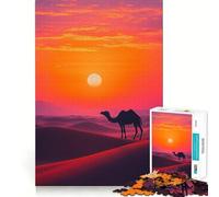Puzzle de 1000 pièces Silhouette de Chameau au Coucher du Soleil Découpe précise Jeu Amusant et Stimulant pour l'esprit,idéal pour se détendre,Parfait pour Un Anniversaire ou Une activité Artistique