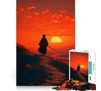 Puzzle de 1000 pièces Silhouette de Coucher de Soleil de samouraï pour Adultes, Jouet de logique Fine, Loisirs, Bords Nets, Objet de Collection (38x26cm)
