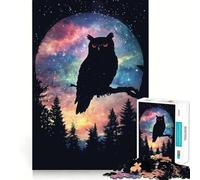 Puzzle de 1000 pièces Silhouette de Hibou et Lune pour Adultes, idéal pour se détendre et créer Une Image relaxante (50x75cm) Cadeau de Noël