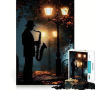Puzzle de 1000 pièces Silhouette de Joueur de Saxophone pour Adultes Jouet Intelligent et ludique Bords Nets pour Les fêtes (50x75cm)