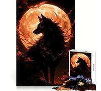 Puzzle de 1000 pièces Silhouette de Loup sur Fond de Lune Orange, idéal pour Les Adolescents, Stimulant la réflexion et offrant Un Passe-Temps agréable et sécurisé Cadeau de Noël idéal (38x26cm)