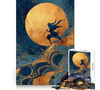 Puzzle de 1000 pièces Silhouette de Ninja sous la Lune dorée pour Adolescents, Jeu de logique et d'adresse apaisant, découpe précise, pour Les vœux de Noël (38x52cm)