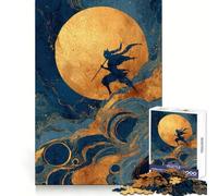 Puzzle de 1000 pièces Silhouette de Ninja sous la Lune dorée pour Adolescents, Jeu de réflexion et de détente, Design apaisant et Amusant, Cadeau Unique (50x75cm)