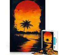 Puzzle de 1000 pièces Silhouette de Palmier au Coucher du Soleil idéal pour Les Adolescents Un Jeu de réflexion Stimulant pour Partager des Moments de complicité Une pièce de Collection découpée