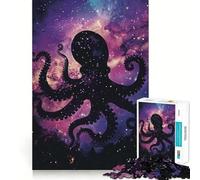 Puzzle de 1000 pièces Silhouette de Pieuvre Galaxie pour Adultes Jeu Intelligent et Amusant à Assembler Ensemble Cadeau saisonnier (50x75cm)