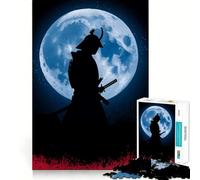 Puzzle de 1000 pièces Silhouette de samouraï au Clair de Lune pour Adultes, Jouet Amusant et décontracté, décoration Murale aux Bords Lisses (38x52cm)