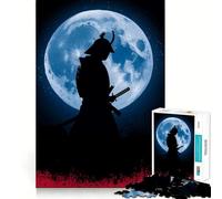 Puzzle de 1000 pièces Silhouette de samouraï au Clair de Lune pour Adultes Renforce la mémoire, apaise l'esprit, qualité supérieure, Surprise chaleureuse (50x75cm)