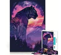 Puzzle de 1000 pièces Silhouette de Tigre Galaxie pour Adolescents Stimule la mémoire, réduit Le Stress, découpe de qualité supérieure, Cadeau précieux 38x52cm