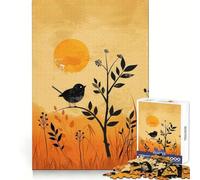 Puzzle de 1000 pièces Silhouette d'oiseau au Coucher du Soleil pour Adolescents Jeu de logique Solide Découpe de précision pour Les vœux du Père Noël 50x75cm
