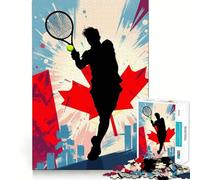 Puzzle de 1000 pièces Silhouette d'un Joueur de Tennis Canadien,Assemblage Parfait,Art Stimulant Le Cerveau,Jeu de détente,décoration Murale de Noël (38x26cm)