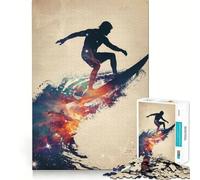 Puzzle de 1000 pièces Silhouette Galaxie Surfant pour Adultes Jeu de logique et de réflexion Découpe précise 38x52cm