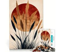 Puzzle de 1000 pièces Silhouette Herbe et Soleil pour Adultes Jeu de réflexion Décoration Murale apaisante et relaxante 38x52cm