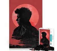 Puzzle de 1000 pièces Silhouette Homme sur Fond Rouge pour Adolescents Jeu de Réflexion Anti-Stress Découpe Fine Liste de Souhaits du Père Noël 50x75cm