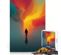Puzzle de 1000 pièces Silhouette Marchant vers Une lumière Abstraite Adolescents Améliore la mémoire Jeu apaisant Bords Nets Cadeau de Noël 50x75cm