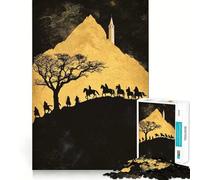 Puzzle de 1000 pièces Silhouette Riders on A Hill pour Adultes Jeu de logique mentale Anti-Stress Découpe Ferme 38x26cm