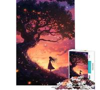 Puzzle de 1000 pièces Silhouette sous Un Arbre Magique Difficile et Stimulant Améliore la mémoire Décoration intérieure Jouet pour Les 14 Ans et Plus 38x26cm