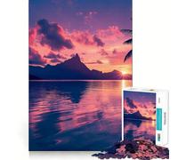 Puzzle de 1000 pièces Silhouettes de Coucher de Soleil Serein pour Adolescents, Jeu de logique et d'adresse, détente mentale, découpe précise, Cadeau de Noël (50x75cm)