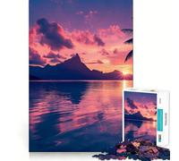 Puzzle de 1000 pièces Silhouettes de Coucher de Soleil Serein pour Adolescents renforcez Vos capacités de mémorisation, passez Un Moment de Calme et de qualité, pour Les fêtes (38x26cm)