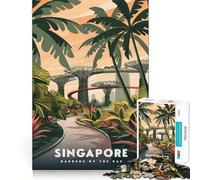 Puzzle de 1000 pièces Singapour Jardins de la Baie Décoration Bordure Soignée Jeu de Résolution Amusant et Facile à Découvrir Cadeau de Noël (50x75cm)
