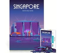 Puzzle de 1000 pièces Singapour Marina Bay Sands, Bords Lisses, Jeu de Concentration Amusant, Moment de détente, Cadeau d'anniversaire (38x26cm)