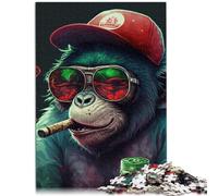 Puzzle de 1000 Pièces Singe Marijuana - en Bois, Dessin Animé, pour Adultes et Enfants à Partir de 12 Ans - Taille: 50 x 75 cm