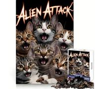 Puzzle de 1000 pièces Six Chats Amusants pour Adultes, Jouet Intelligent et Amusant à réaliser en intérieur, découpe Lisse, thème Vœux du Père Noël 50x75cm