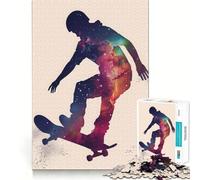 Puzzle de 1000 pièces Skate Galaxy Silhouette pour Adolescents Idée Cadeau de Saison Détente et Amusement garantis 38x26cm