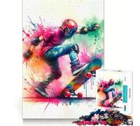 Puzzle de 1000 pièces Skateur en Action pour Adultes, Jeu de réflexion Amusant et décontracté, découpe de précision, Cadeau Artistique 50x75cm