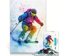 Puzzle de 1000 pièces Skieur dans la Neige colorée pour Adolescents, Jeu de logique, léger et Relaxant, découpe précise, Cadeau Classique 38x52cm