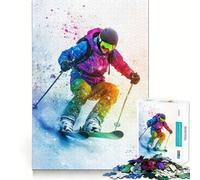 Puzzle de 1000 pièces Skieur dans la Neige colorée pour Adolescents, Puzzle logique et Solide, Jeu de précision, Cadeau de Noël 50x75cm