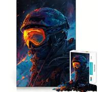 Puzzle de 1000 pièces Skieur dans la Neige pour Adolescents renforce la mémoire, détente et Amusement, Bords Lisses, liste de souhaits du Père Noël (38x52cm)