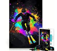 Puzzle de 1000 pièces Skieur dans Une éclaboussure colorée pour Adolescents, Jeu de logique, léger et Relaxant, découpe précise, Cadeau Classique 38x52cm