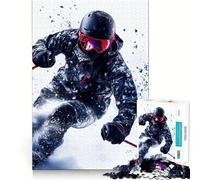Puzzle de 1000 pièces Skieur en Action pour Adolescents Stimule la mémoire Jeu apaisant Bords Nets Cadeau de Noël 50x75cm