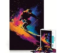 Puzzle de 1000 pièces Skieur en Mouvement pour Adolescents Jeu Intelligent, Moment de Partage et d'échange, Assemblage d'une œuvre d'art 50x75cm