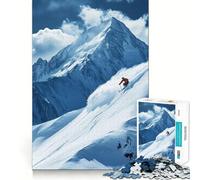 Puzzle de 1000 pièces Skieur sur Une Piste de Montagne pour Adolescents Jeu d'exercice Mental, Relaxation, à Assembler, liste de souhaits du Père Noël 50x75cm