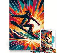 Puzzle de 1000 pièces Snowboarding WPAP Sunset pour Adultes, Jeu de réflexion, Lien Familial, découpe de précision, Cadeau créatif (38x26cm)