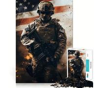 Puzzle de 1000 pièces Soldat américain pour Adolescents Jeu de mémoire et de Concentration Qualité Professionnelle Activité de Groupe relaxante en intérieur (50x75cm)