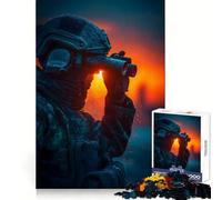Puzzle de 1000 pièces Soldat aux Jumelles au Coucher du Soleil pour Adolescents (50x75cm) Stimule la mémoire, favorise la détente, découpe Nette et élégante