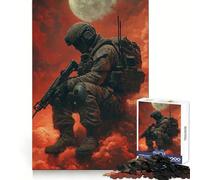 Puzzle de 1000 pièces Soldat dans Un Ciel Rouge pour Adultes et Adolescents Un Jeu de logique Solide, Silencieux et Amusant, avec Une découpe de précision et Un thème Père Noël et Ses vœux (50x75cm)