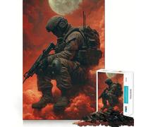 Puzzle de 1000 pièces Soldat dans Un Ciel Rouge pour Adultes et Adolescents Un Jeu de logique Solide, Silencieux et Amusant, avec Une découpe de précision et Un thème Père Noël et Ses vœux (50x75cm)