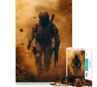 Puzzle de 1000 pièces Soldat dans Un Nuage de poussière pour Adolescents, Jeu de logique Fine, Loisir Facile, Bords Nets, Cadeau de Festival (38x26cm)