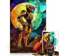 Puzzle de 1000 pièces Soldat de l'espace en vitrail pour Adolescents Idée Cadeau de Saison relaxante et Amusante 50x75cm
