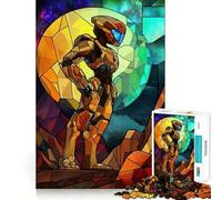 Puzzle de 1000 pièces Soldat de l'espace en vitrail pour Adultes, Jeu Stimulant pour Le Cerveau, Jeu de Groupe, découpe Nette, Joli Cadeau 38x26cm