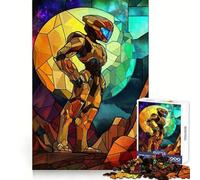 Puzzle de 1000 pièces Soldat de l'espace en vitrail pour Adultes, Jouet Intelligent et Amusant à réaliser en intérieur, découpe Lisse, Cadeau du Père Noël 38x52cm