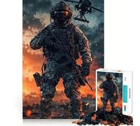 Puzzle de 1000 pièces Soldat en Zone de Combat avec hélicoptère pour Adultes renforce la mémoire, Divertissement Occasionnel, Bords Nets, Cadeau Classique (50x75cm)