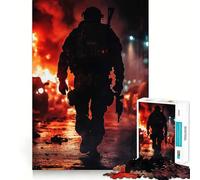 Puzzle de 1000 pièces Soldat en Zone de Guerre pour Adolescents Jeu de logique Fine, Divertissement Relaxant, décoration Murale aux Bords Nets (38x52cm)
