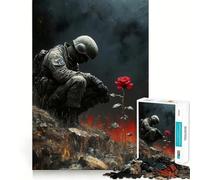 Puzzle de 1000 pièces Soldat et Rose dans Un Paysage de Guerre pour Adultes, idéal pour stimuler la mémoire et créer Une Image Amusante Assembler Ensemble (38x52cm)