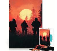 Puzzle de 1000 pièces Soldats au Coucher du Soleil pour Adolescents, idéal pour se remémorer et stimuler la détente Découpe Lisse et élégante Cadeau (38x52cm)