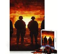 Puzzle de 1000 pièces Soldats au Coucher du Soleil pour Adolescents, Jeu de logique Fine, Divertissement Relaxant, décoration Murale aux Bords Nets (38x52cm)